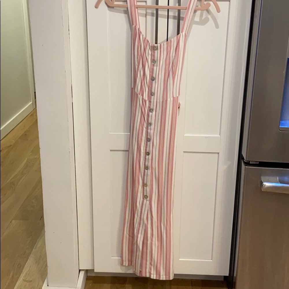 Pink and white striped dress